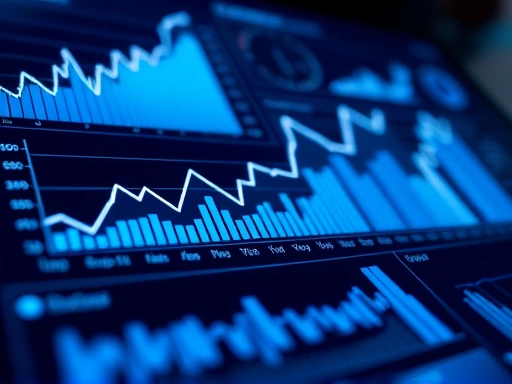 성장하는 그래프와 분석 도구를 클로즈업한 이미지