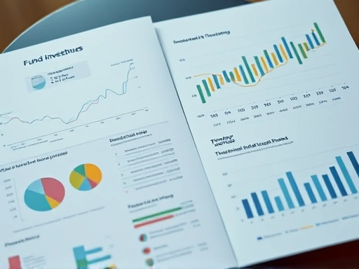 펀드 투자 그래프와 계산기를 사용하여 투자 비용을 분석하는 장면