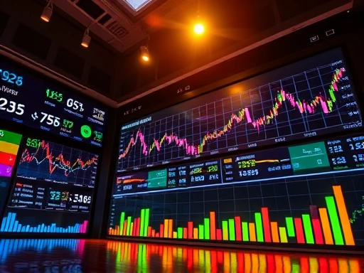 다양한 펀드 차트와 그래프를 보여주는 넓은 구도의 이미지