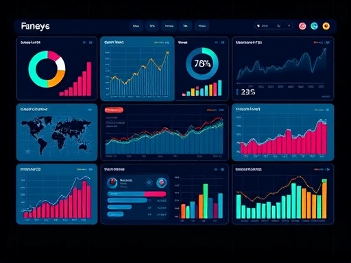 다양한 차트와 그래프가 있는 현대적인 투자 플랫폼 인터페이스를 보여주는 이미지