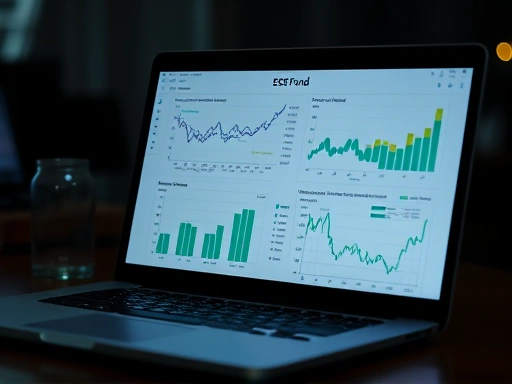 ESG 펀드 데이터가 표시된 노트북 화면을 클로즈업한 이미지