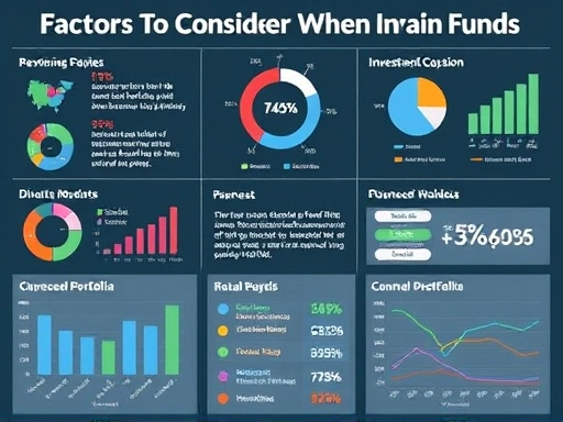 펀드 투자 시 고려해야 할 요소들을 시각적으로 보여주는 이미지