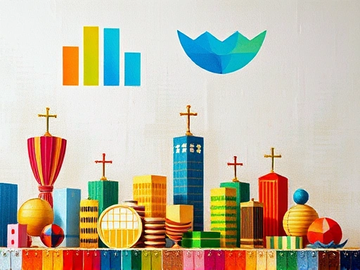 다양한 펀드 유형을 보여주는 투자 테마로 캔버스를 구성하고, 다양한 색상과 생생한 조명을 사용하여 에너지와 재정적 성공에 대한 희망을 불러일으키는 첫 번째 이미지