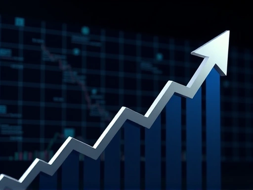주식 차트와 상승 화살표가 성공적인 투자를 상징하며, 날카로운 조명이 집중도를 높이는 두 번째 이미지