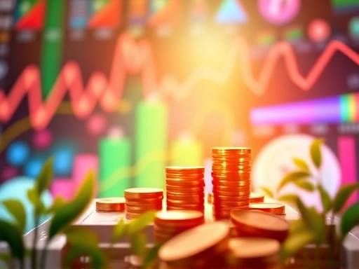 다채로운 색상과 그래픽 요소가 조화를 이루는 펀드 투자 콘셉트 이미지