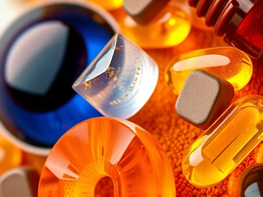 눈 건강 보충제의 주요 성분인 루테인, 오메가-3, 비타민 등이 클로즈업된 이미지