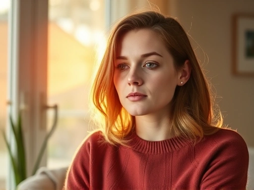 실내에서 햇빛을 받지 못하는 여성이 면역력 저하로 인해 피로감을 느끼는 모습