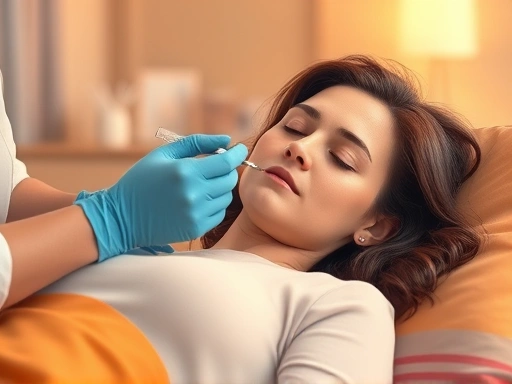 백신 접종 후 휴식을 취하고 있는 여성의 모습