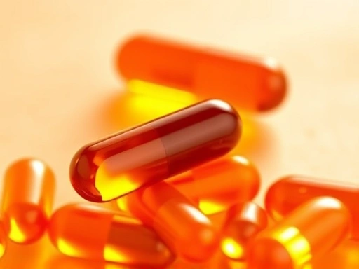 루테인과 오메가-3 캡슐이 함께 놓여 있는 이미지