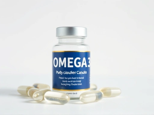 오메가3 캡슐 클로즈업 샷.