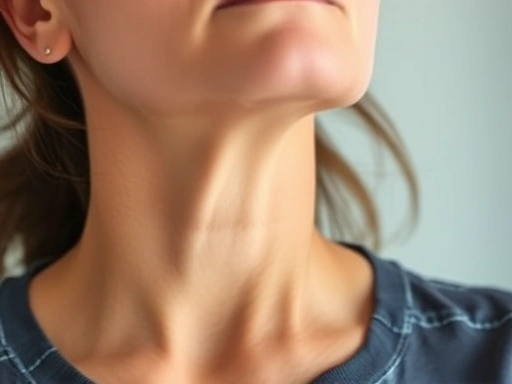 목 부위 갑상선이 튀어나온 여성의 모습