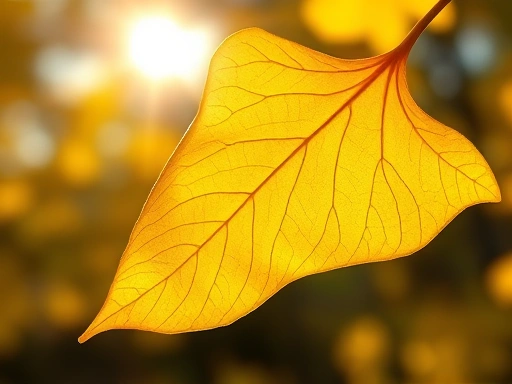 가을 햇살 아래 노랗게 물든 은행잎 클로즈업, 따뜻한 색감과 부드러운 질감으로 건강과 자연의 느낌을 강조하는 첫 번째 이미지