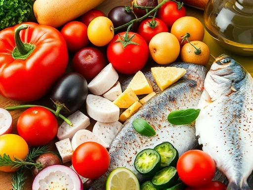 지중해식 식단의 클로즈업 샷.