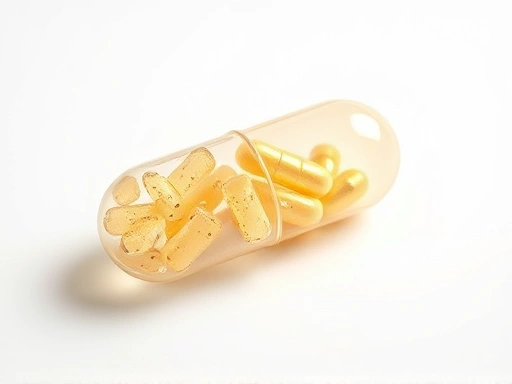 다양한 유산균이 담긴 프로바이오틱스 캡슐을 확대한 이미지