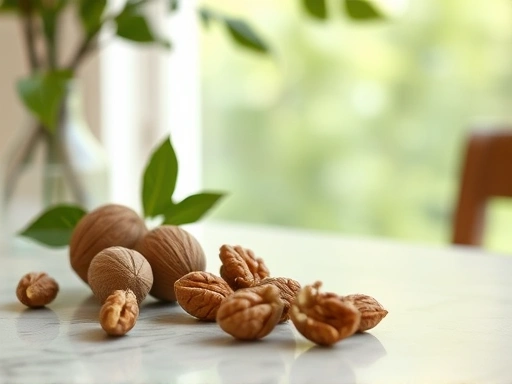 테이블 위에 놓인 헛개나무 추출물 건강기능식품으로, 클로즈업 촬영을 통해 제품의 디테일과 텍스처를 강조하고, 부드러운 자연광을 사용하여 제품의 신뢰성과 안전성을 강조하는 이미지