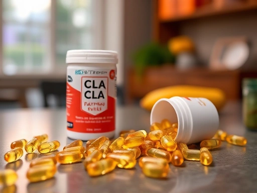 CLA 알약이 놓여 있는 모습