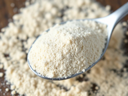 MSM 분말이 담긴 스푼을 클로즈업한 이미지