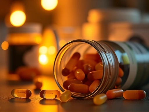 밤에 간식을 먹는 것을 끊기 위한 보충제에 대한 기사를 보여주는 접사 이미지