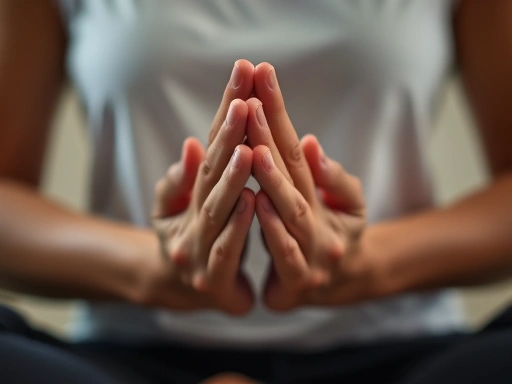 두 손이 부드럽게 감싸고 있는 차분하고 명상적인 분위기