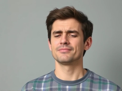 분노가 치밀어 오를 때 차분하게 심호흡하며 감정을 진정시키는 사람의 모습