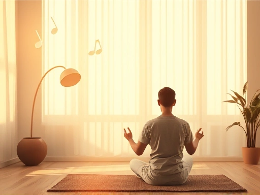 고요한 실내에서 평화롭게 명상하는 사람의 모습