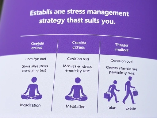 스트레스 민감도 테스트 결과를 바탕으로 자신에게 맞는 스트레스 관리 전략을 수립하는 과정을 보여주며, 명상, 운동 등 다양한 관리법을 실천하는 모습
