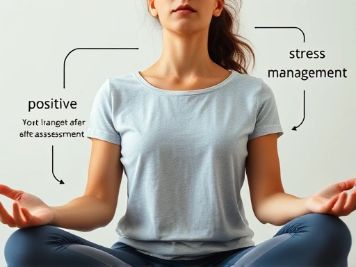 한 여성이 명상 자세로 앉아 심호흡을 하며 스트레스를 관리하는 모습