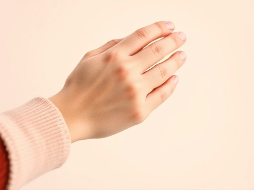 한 손이 다른 손을 따뜻하게 감싸 안는 클로즈업 사진으로, 자기 연민과 위로의 감정을 표현하고 있다.