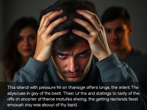 친구와의 관계에서 오는 심리적 압박감을 느끼는 사람의 모습