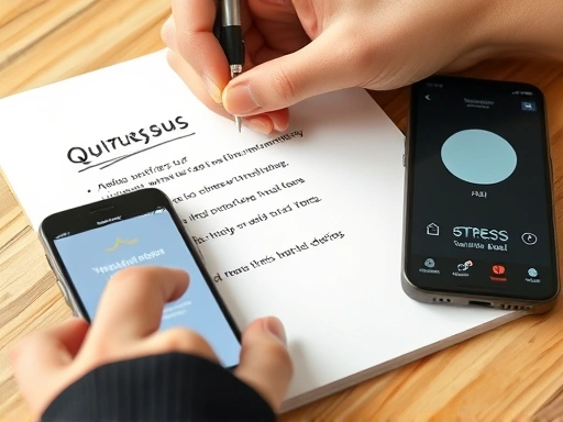 개인의 손이 종이에 퇴사 스트레스의 원인과 해결책을 구체적으로 작성하고 있는 클로즈업 사진.