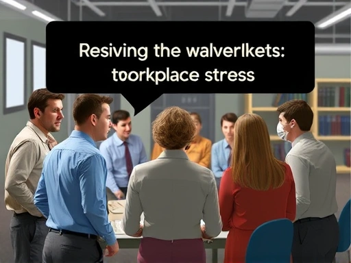 직장에서 여러 사람이 모여 대화하는 모습