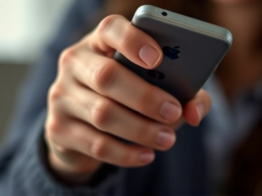 Close-up of a hand holding a phone, a comforting conversation in progress, seeking help and emotional support.