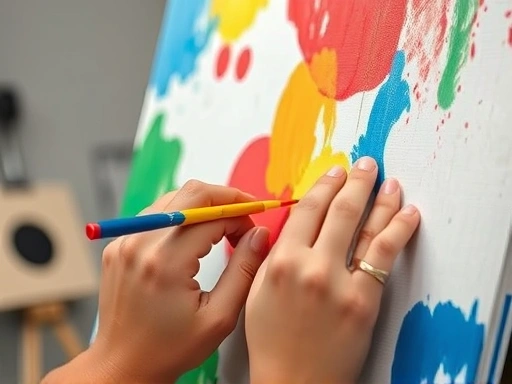 Close-up of a person's hands creatively painting on a canvas, showcasing the joy of solo artistic expression.