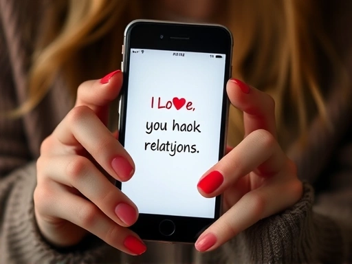 Close-up of hands holding a phone screen displaying a loving message, symbolizing emotional support in long-distance relationships.