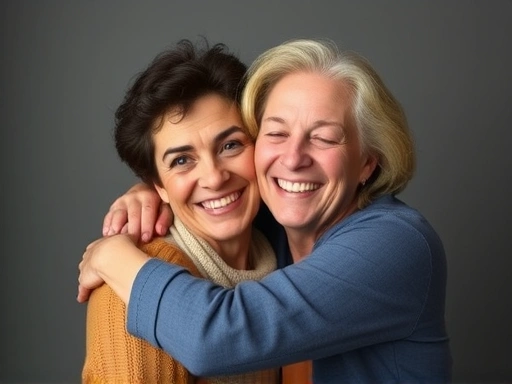 A person practicing self-compassion with a warm embrace and a gentle smile, overcoming perfectionism.