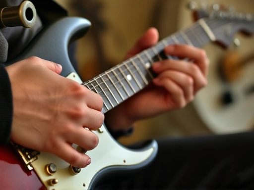 Close-up of hands playing a musical instrument, emphasizing the relaxing effect of musical hobbies.