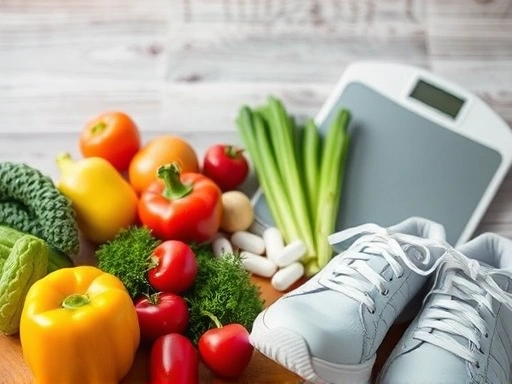 갱년기 여성의 건강한 식단과 운동이 중요함을 시사하는 클로즈업 이미지