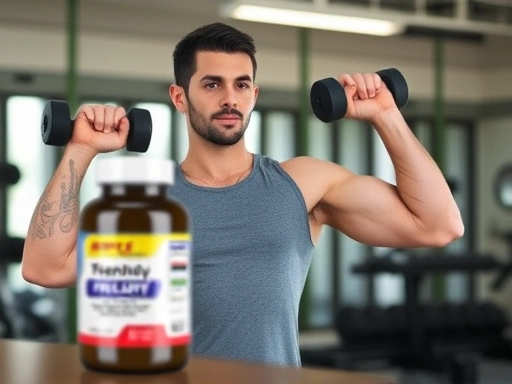 체중 감량 중인 사람이 헬스장에서 역기를 들며 근력 운동을 하는 모습