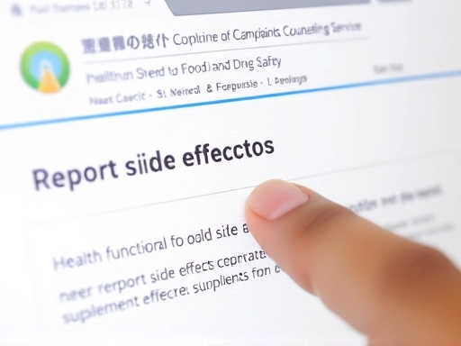 식품의약품안전처 통합민원상담서비스 웹사이트의 건강기능식품 부작용 신고 화면이 클로즈업된 이미지