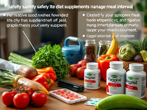 다이어트 보조제를 안전하게 복용하며 식사 간격을 조절하는 다양한 방법들을 보여주는 장면