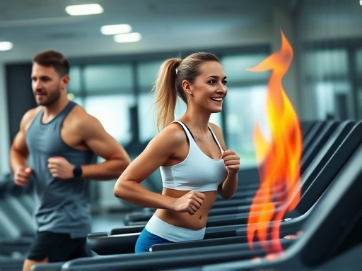 다이어트 보조제를 복용하며 활기차게 유산소 운동을 하는 사람의 모습