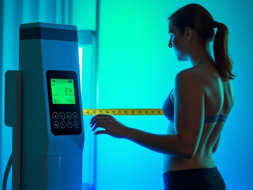 체성분 분석기를 통해 몸의 지방과 근육을 정밀하게 측정하는 다이어터의 모습