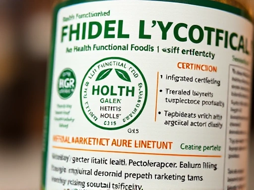 A close-up of a health functional food label, focusing on the 