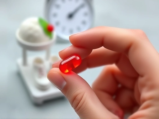 손으로 라즈베리케톤 보충제 알약을 들고 있는 클로즈업 사진.