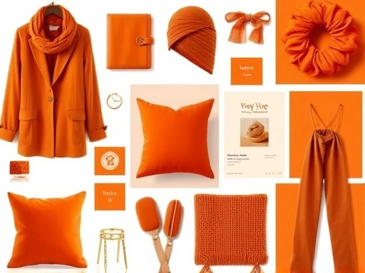 따뜻하고 깊이 있는 번트오렌지색 계열의 다양한 디자인 요소들이 조화롭게 배치된 이미지