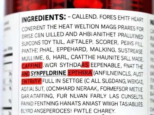 다이어트 보조제 병의 성분표가 클로즈업된 이미지