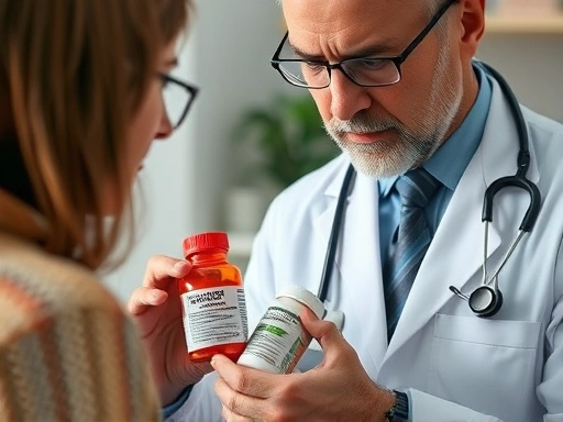 의사와 환자가 상담하는 클로즈업 장면