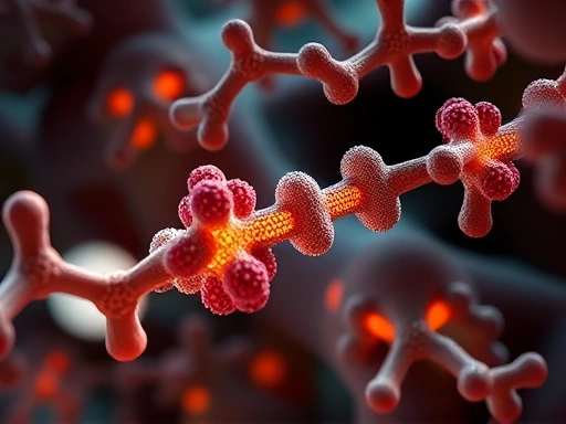 미토콘드리아 내부에서 철분 함유 효소들이 에너지(ATP)를 생성하는 과정을 시각화하여, 철분이 신진대사와 세포 활력에 미치는 중요한 영향을 클로즈업으로 보여줍니다.