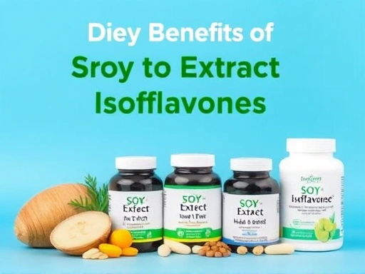 다양한 종류의 콩과 이소플라본 보충제가 함께 놓여있는 모습