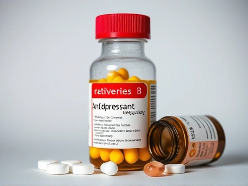항우울제 약병과 다이어트 보조제 알약들이 함께 놓여 있는 모습
